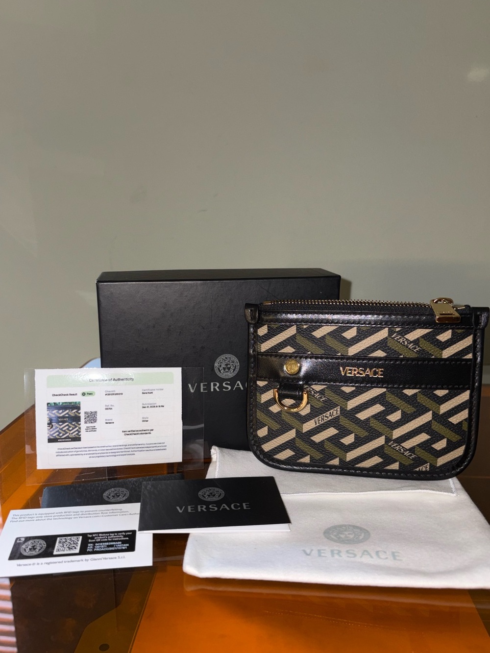 NWOT Versace La Greca Signature Modular Pouch Full set + COA